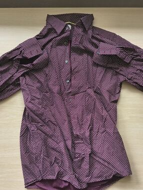 C2 by Calibrate Plum Polka Dot Button-Down Shirt Fancy Dree Shirt